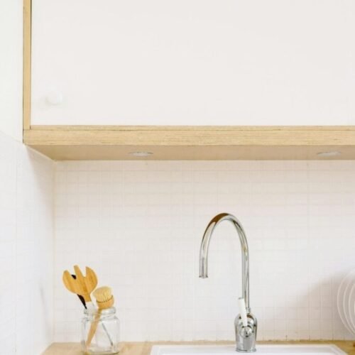 Close-up of a Contemporary Design of a Kitchen Sink Area