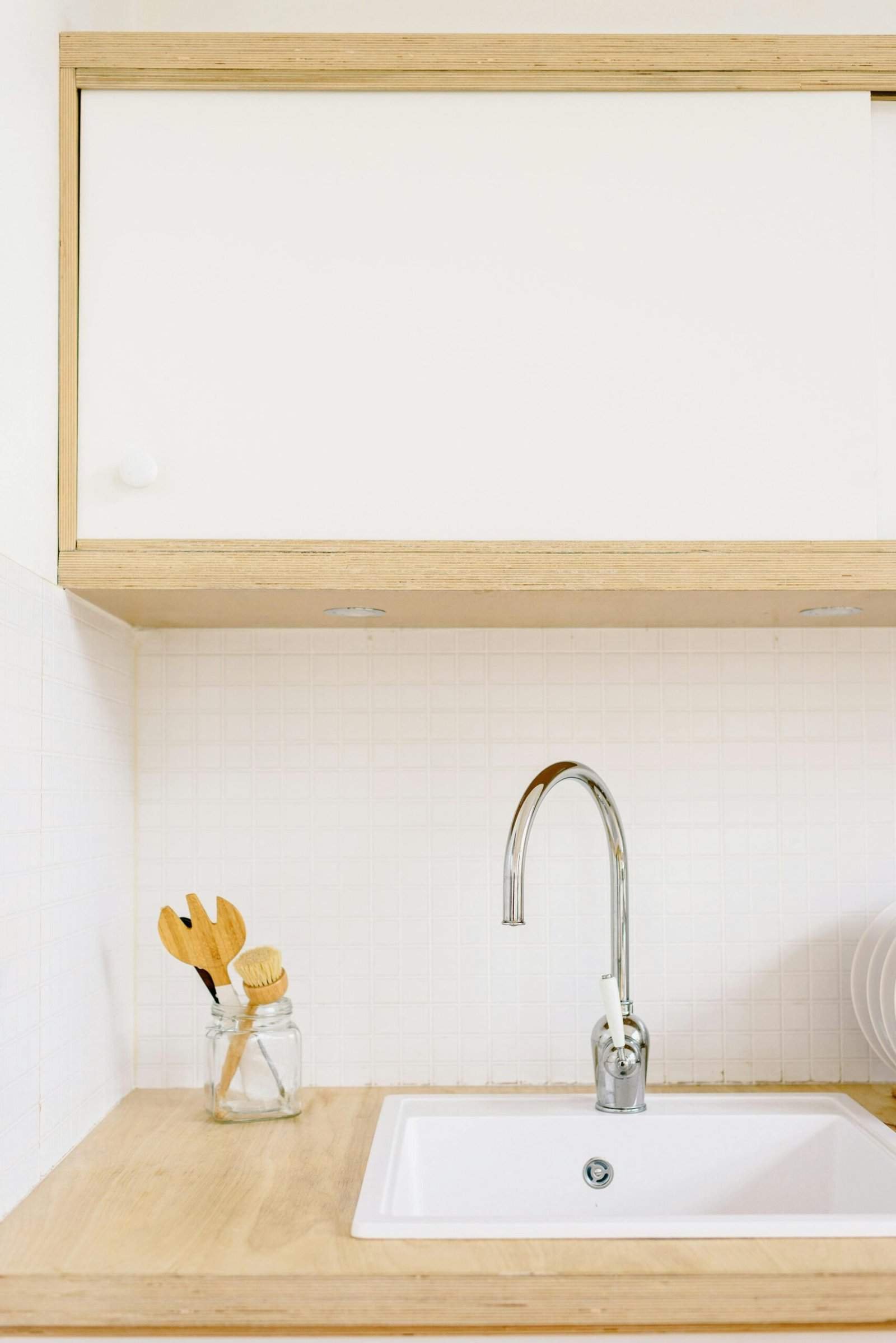 Close-up of a Contemporary Design of a Kitchen Sink Area